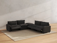 Modular Cero Reclining Sectionals | 5-Piece Grey Linen Grand Estate V-Shaped Sectionals 4-Seater with 1-Ottoman