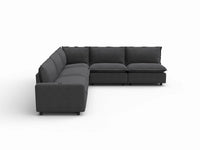 5 Piece Grey Linen High Ceiling Room V Shaped Sectionals 5 Seater 2