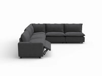 5 Piece Grey Linen High Ceiling Room V Shaped Sectionals 5 Seater 3