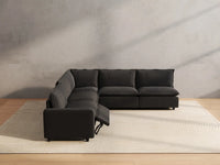 5 Piece Grey Linen High Ceiling Room V Shaped Sectionals 5 Seater 5