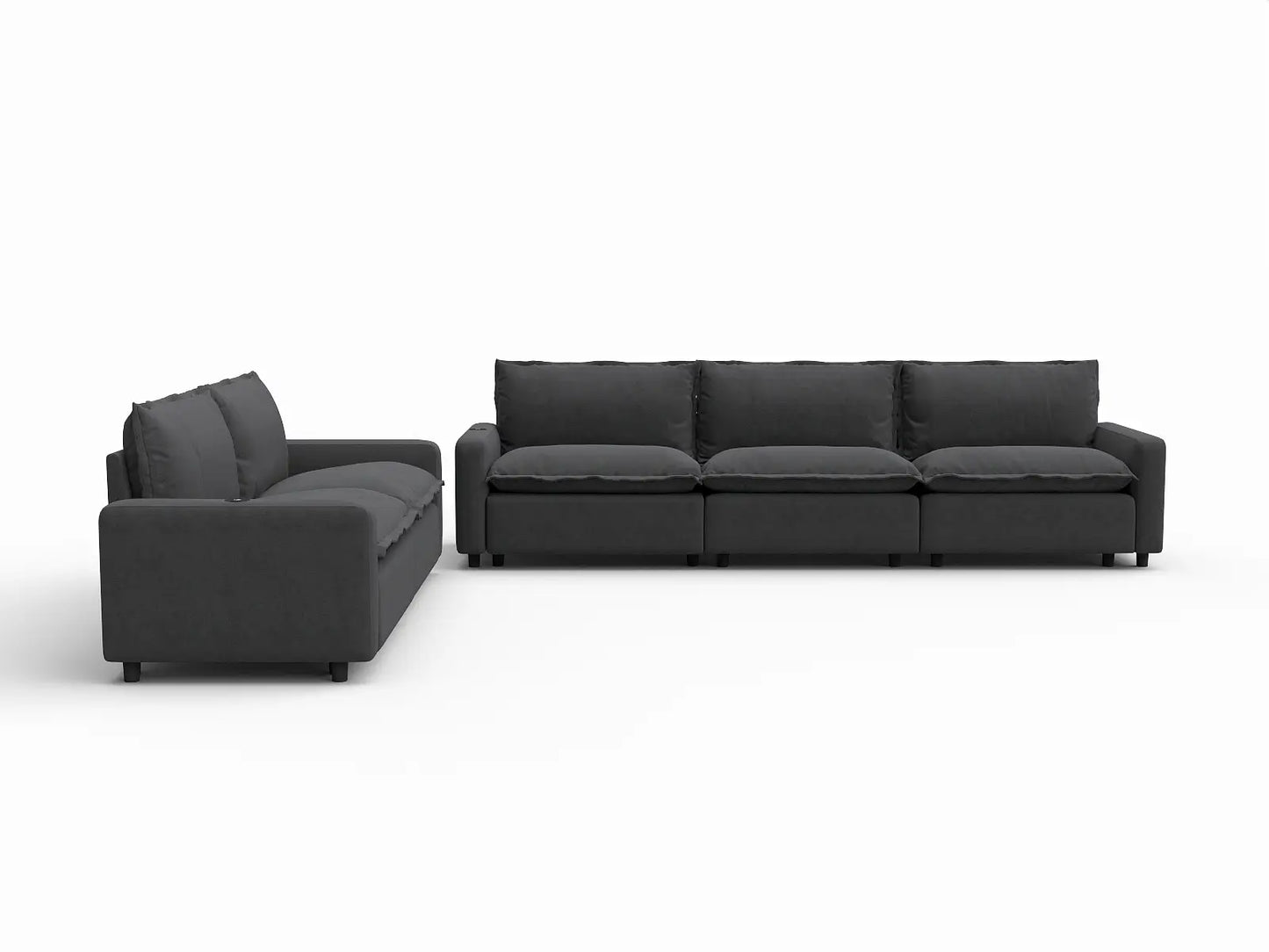 5 Piece Grey Linen Home Living Corner Sectionals 5 Seater 2
