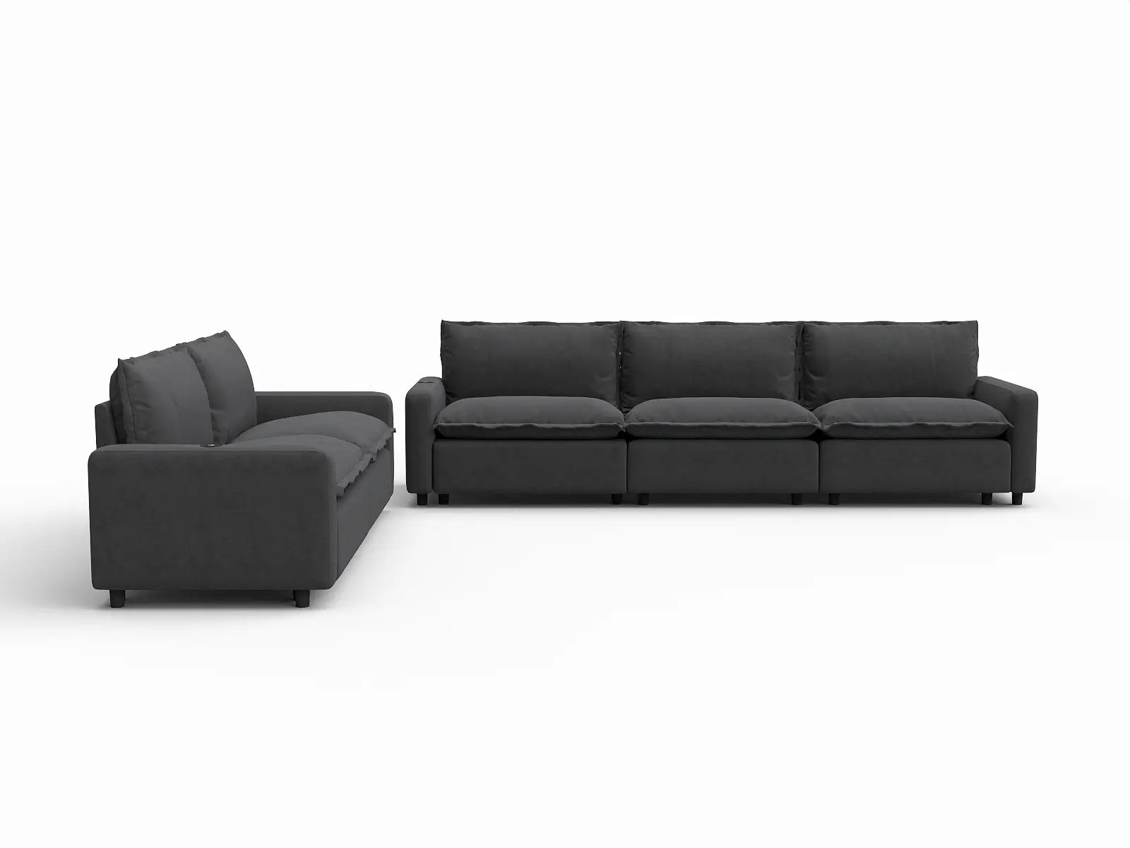 5 Piece Grey Linen Home Living Corner Sectionals 5 Seater 2