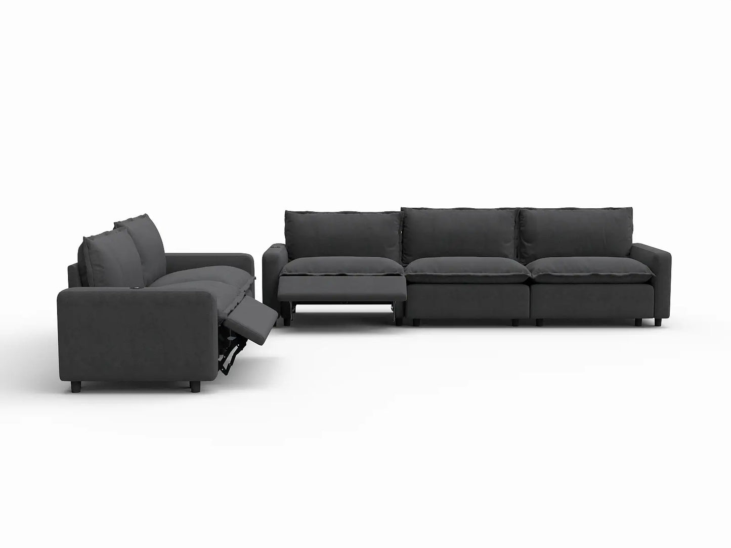 5 Piece Grey Linen Home Living Corner Sectionals 5 Seater 3