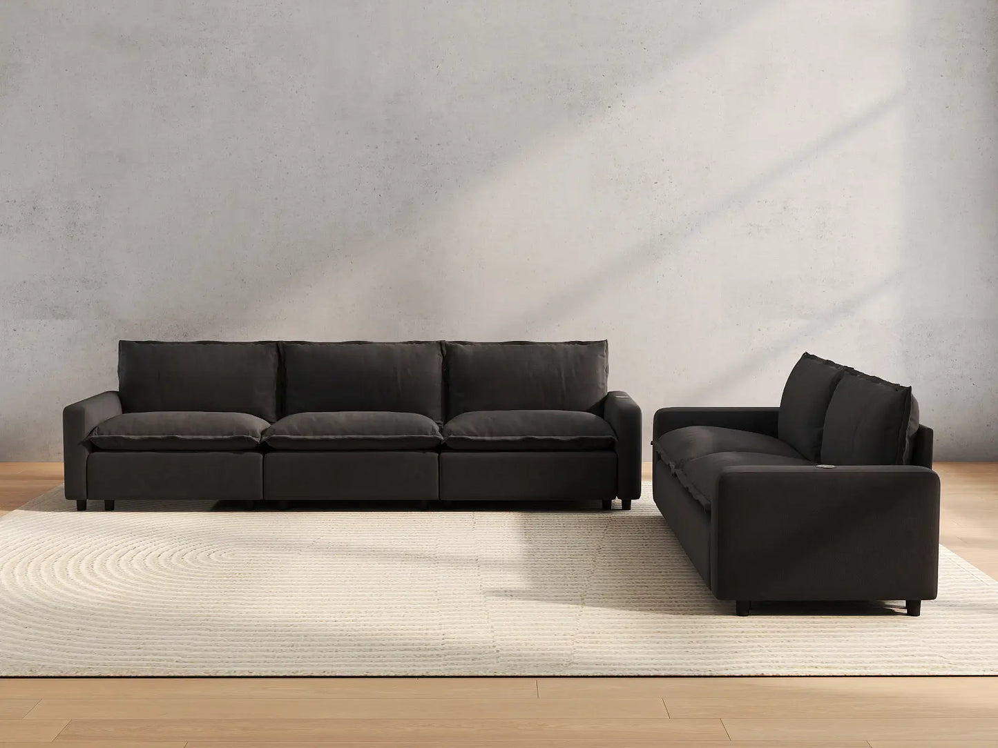 5 Piece Grey Linen Home Living Corner Sectionals 5 Seater 4