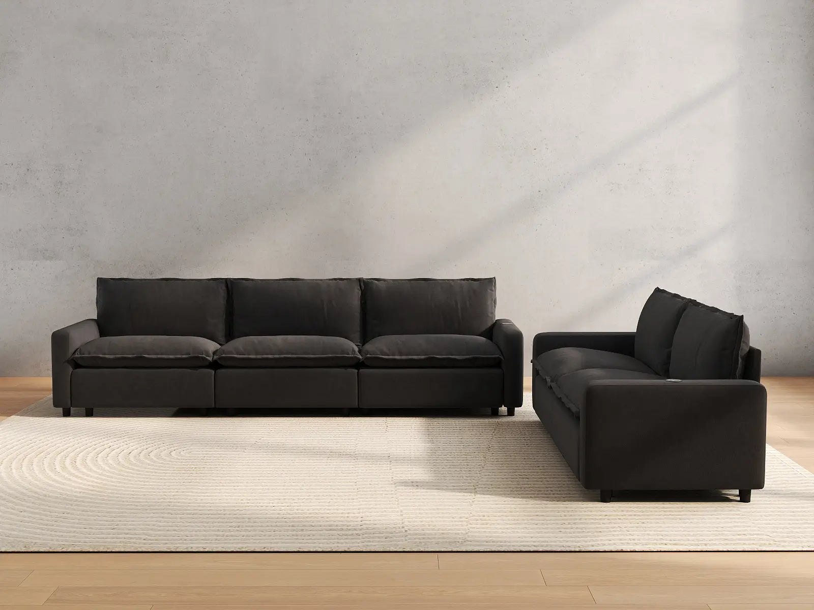 5 Piece Grey Linen Home Living Corner Sectionals 5 Seater 4