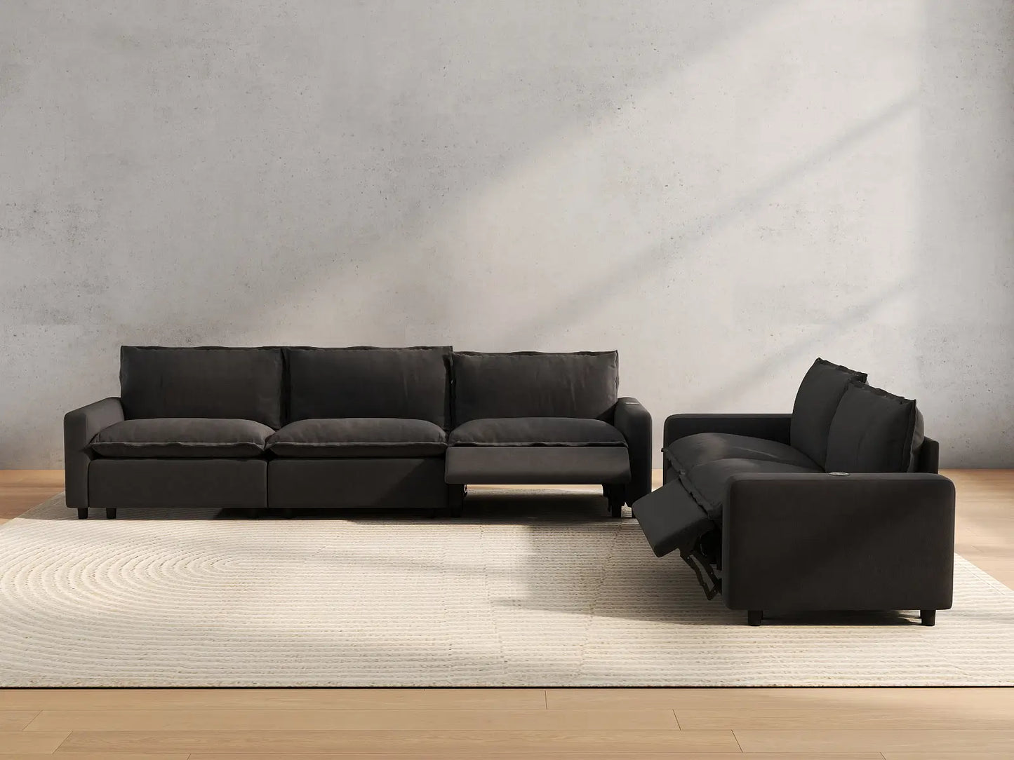 5 Piece Grey Linen Home Living Corner Sectionals 5 Seater 5