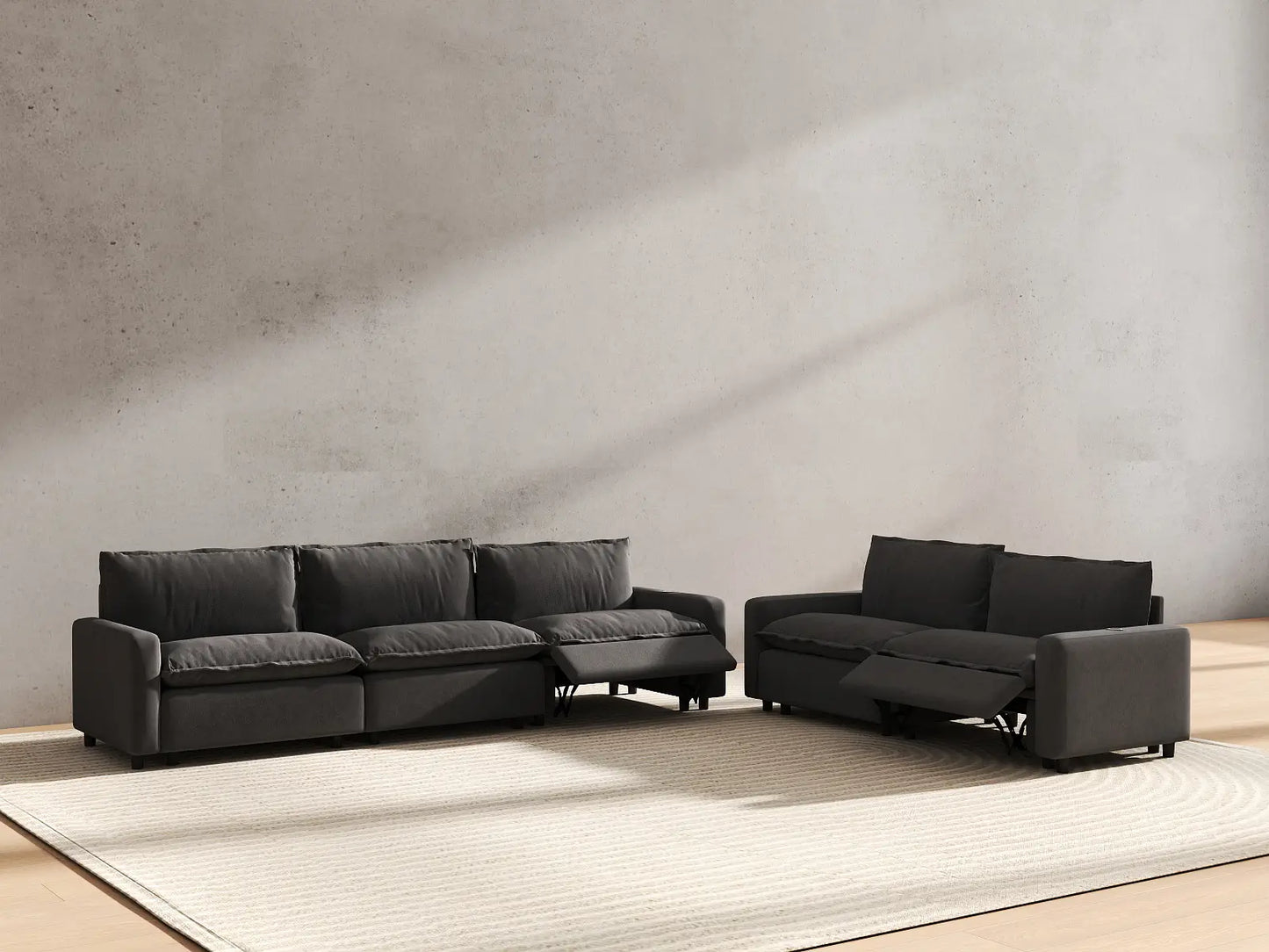 5 Piece Grey Linen Home Living Corner Sectionals 5 Seater 6