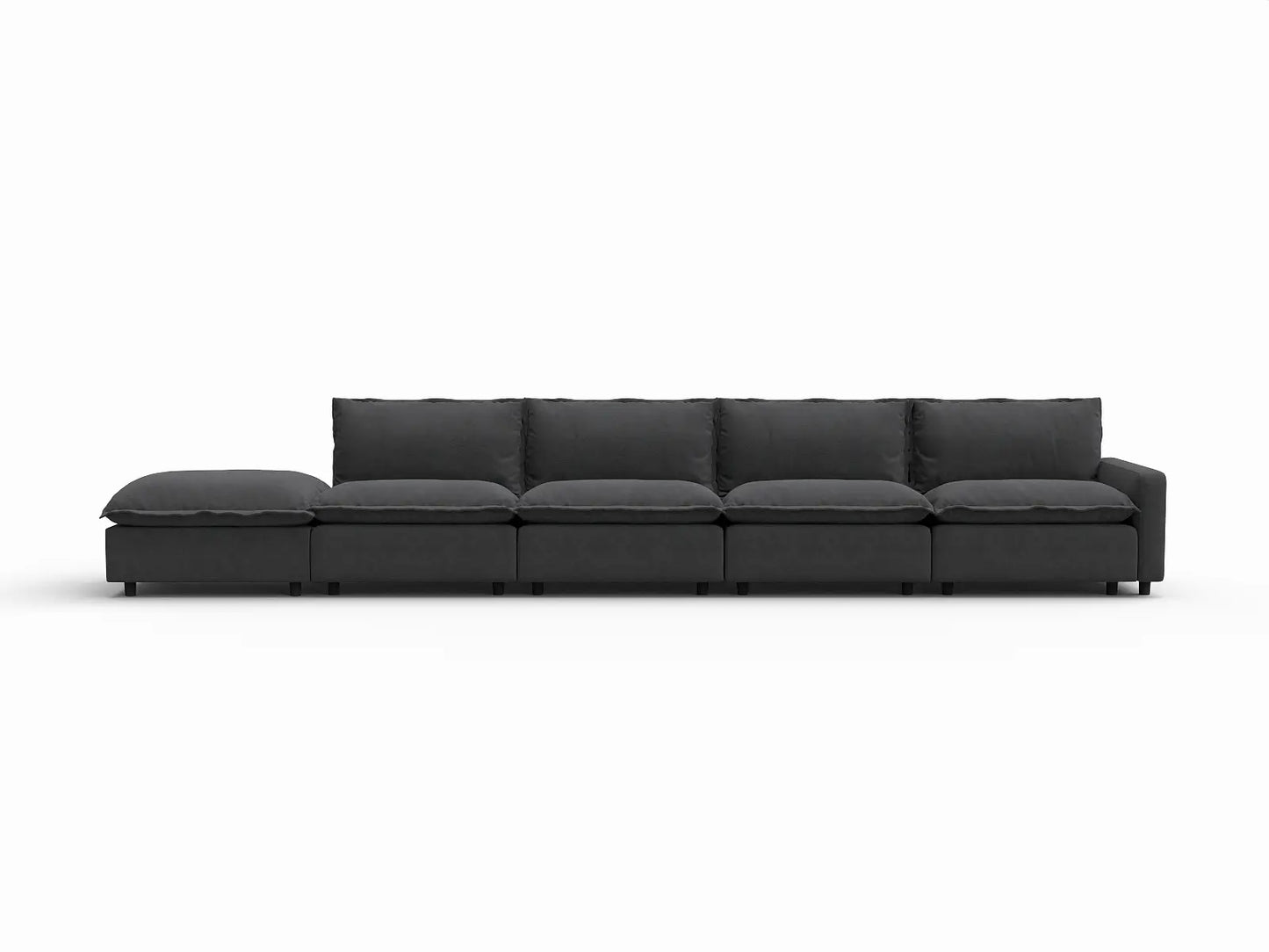 5 Piece Grey Linen Home Living Couch Sectionals 4 Seater with 1 Ottoman 2