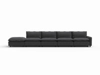 5 Piece Grey Linen Home Living Couch Sectionals 4 Seater with 1 Ottoman 2
