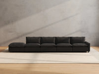 5 Piece Grey Linen Home Living Couch Sectionals 4 Seater with 1 Ottoman 3