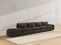 5 Piece Grey Linen Home Living Couch Sectionals 4 Seater with 1 Ottoman 4