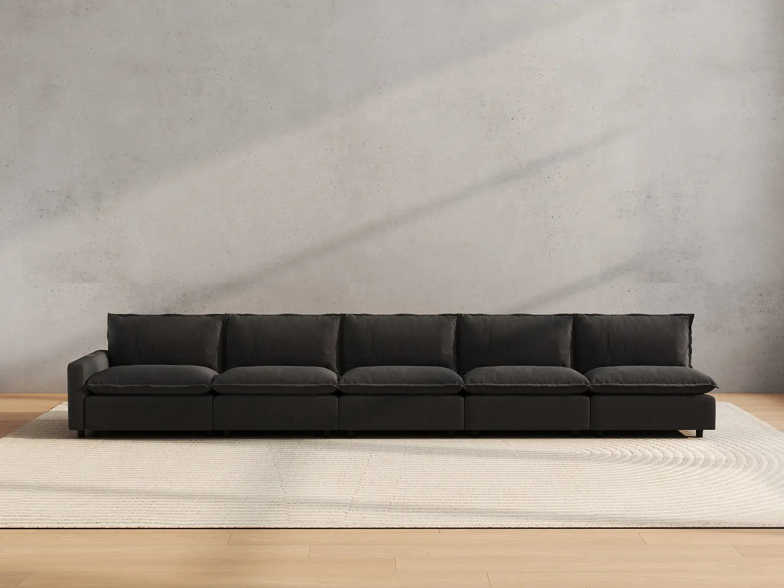 5 Piece Grey Linen Home Living Couch Sectionals 5 Seater 4