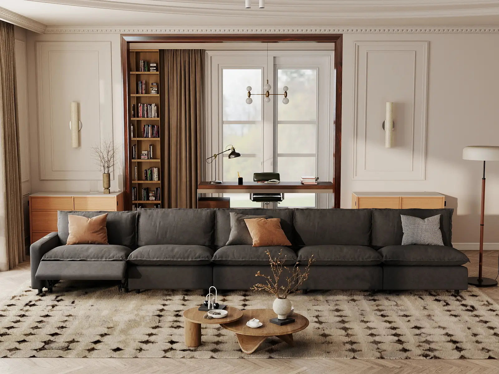 5 Piece Grey Linen Home Living Couch Sectionals 5 Seater 7