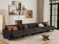 5 Piece Grey Linen Kid Friendly Chic Couch Sectionals 5 Seater 1