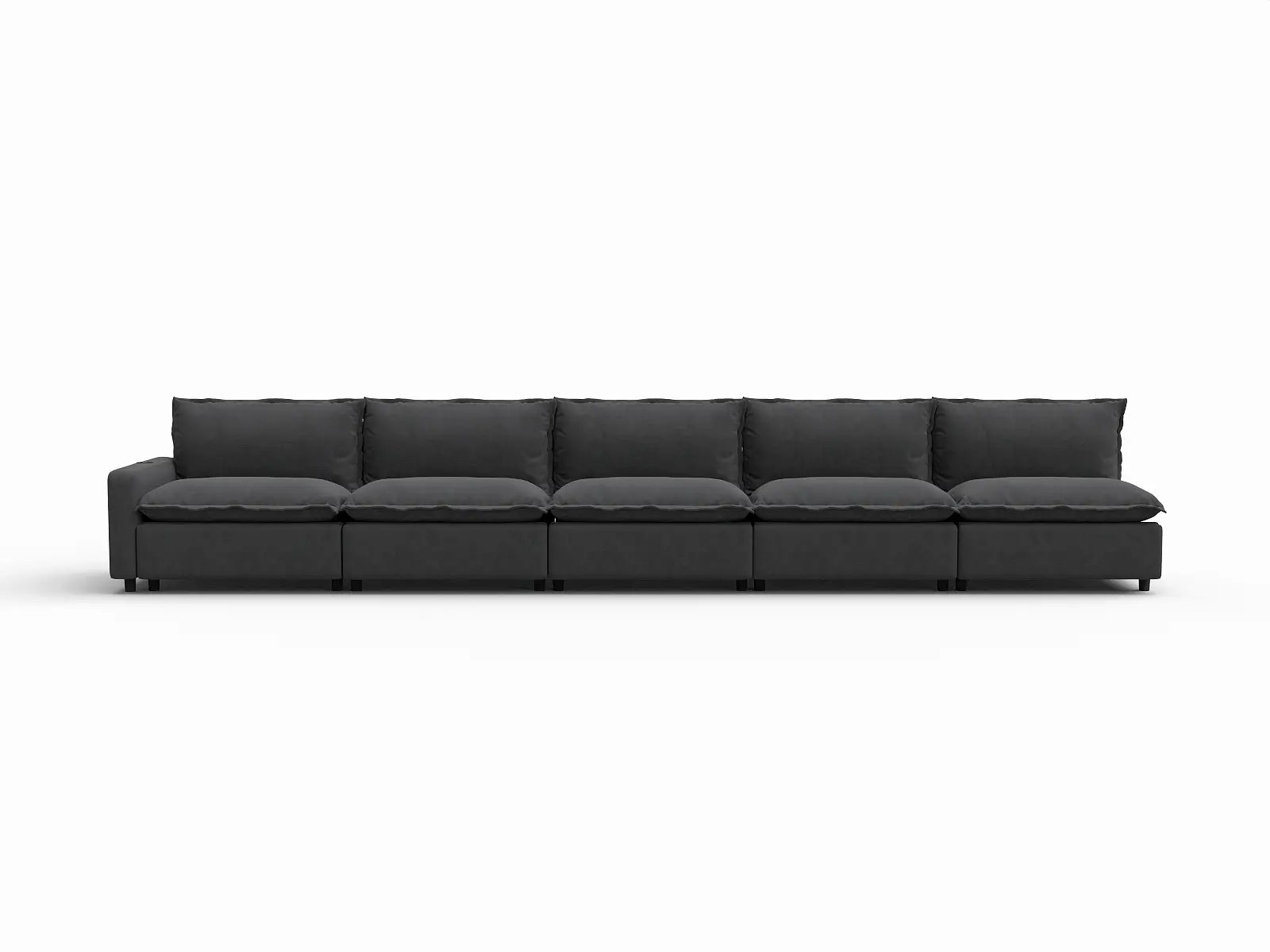 5 Piece Grey Linen Kid Friendly Chic Couch Sectionals 5 Seater 2