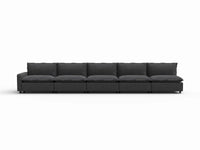 5 Piece Grey Linen Kid Friendly Chic Couch Sectionals 5 Seater 2