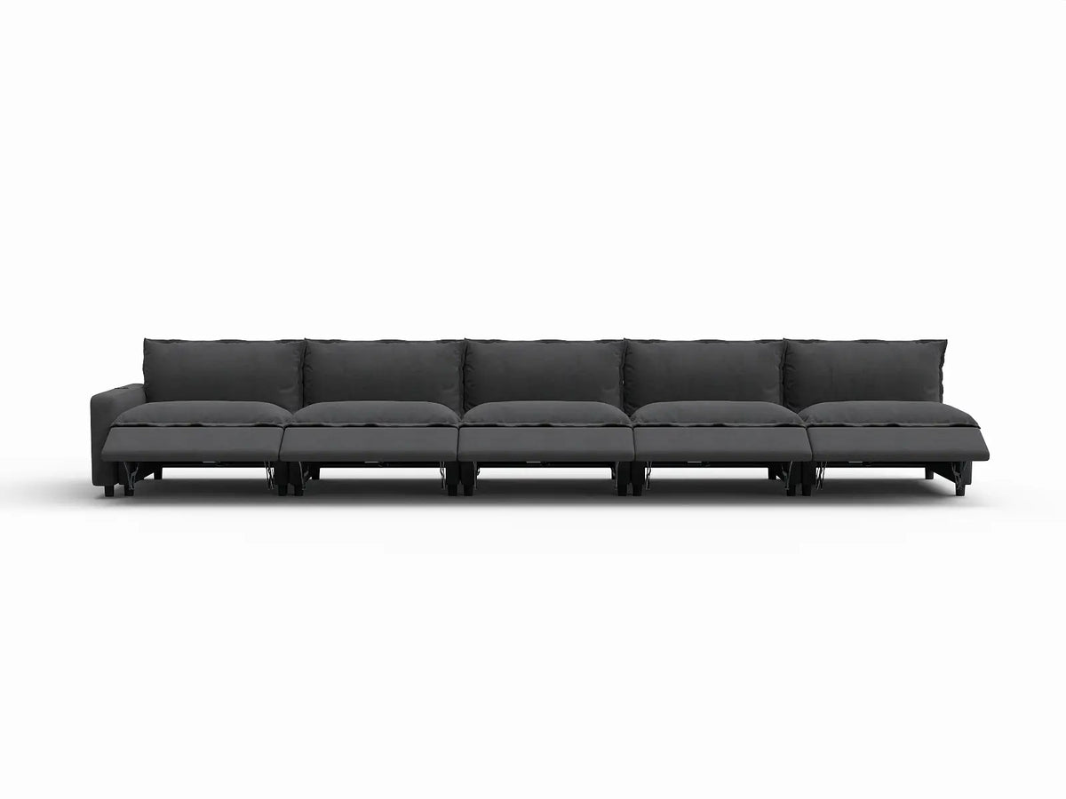 5 Piece Grey Linen Kid Friendly Chic Couch Sectionals 5 Seater 3