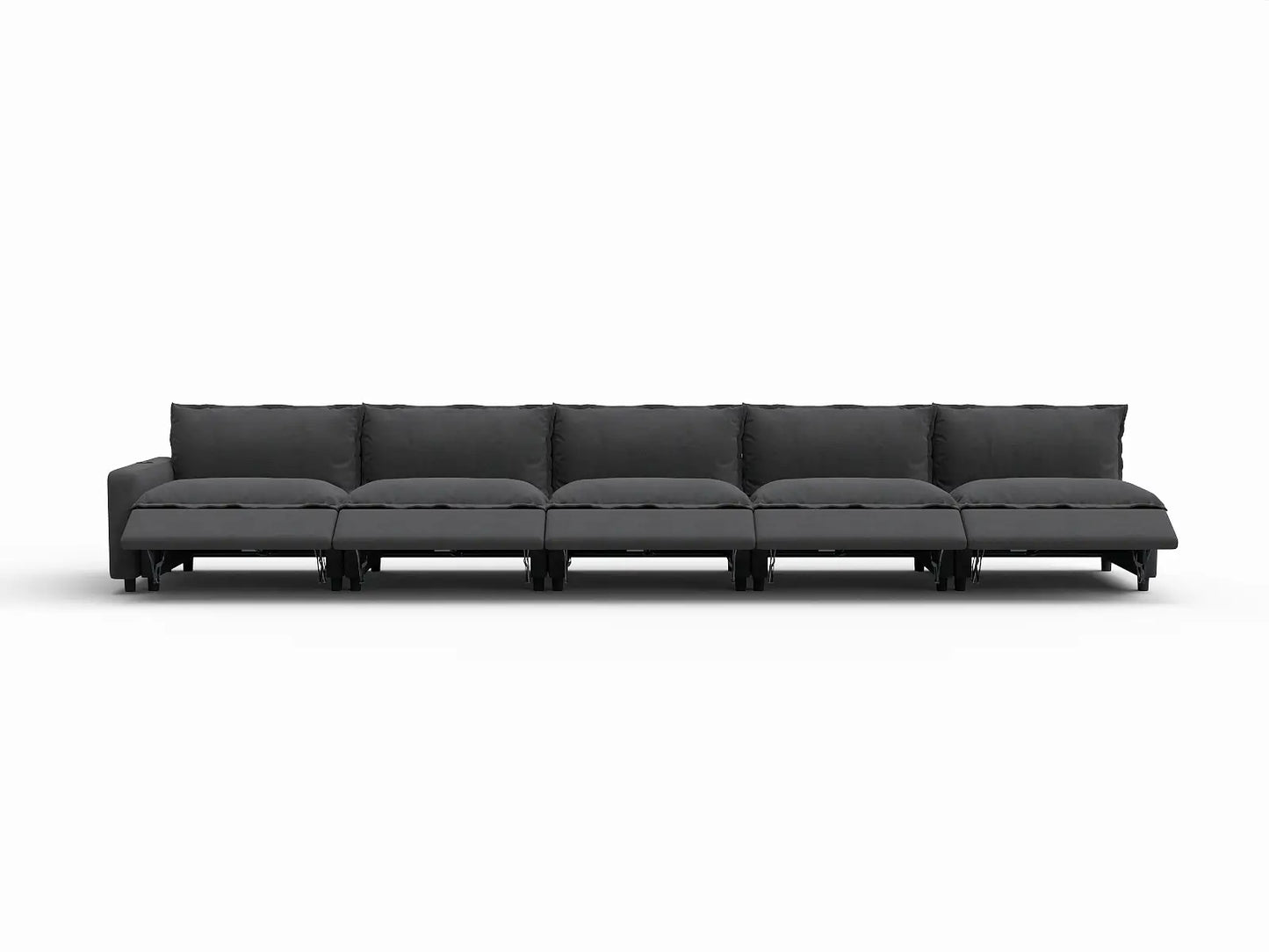 5 Piece Grey Linen Kid Friendly Chic Couch Sectionals 5 Seater 3