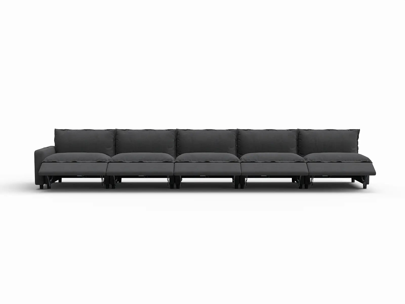 5 Piece Grey Linen Kid Friendly Chic Couch Sectionals 5 Seater 3