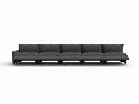 5 Piece Grey Linen Kid Friendly Chic Couch Sectionals 5 Seater 3