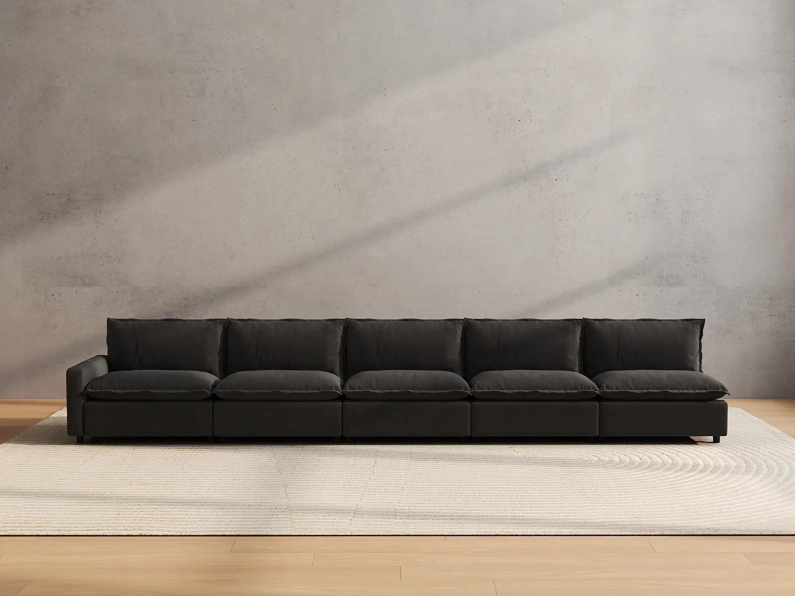 5 Piece Grey Linen Kid Friendly Chic Couch Sectionals 5 Seater 4