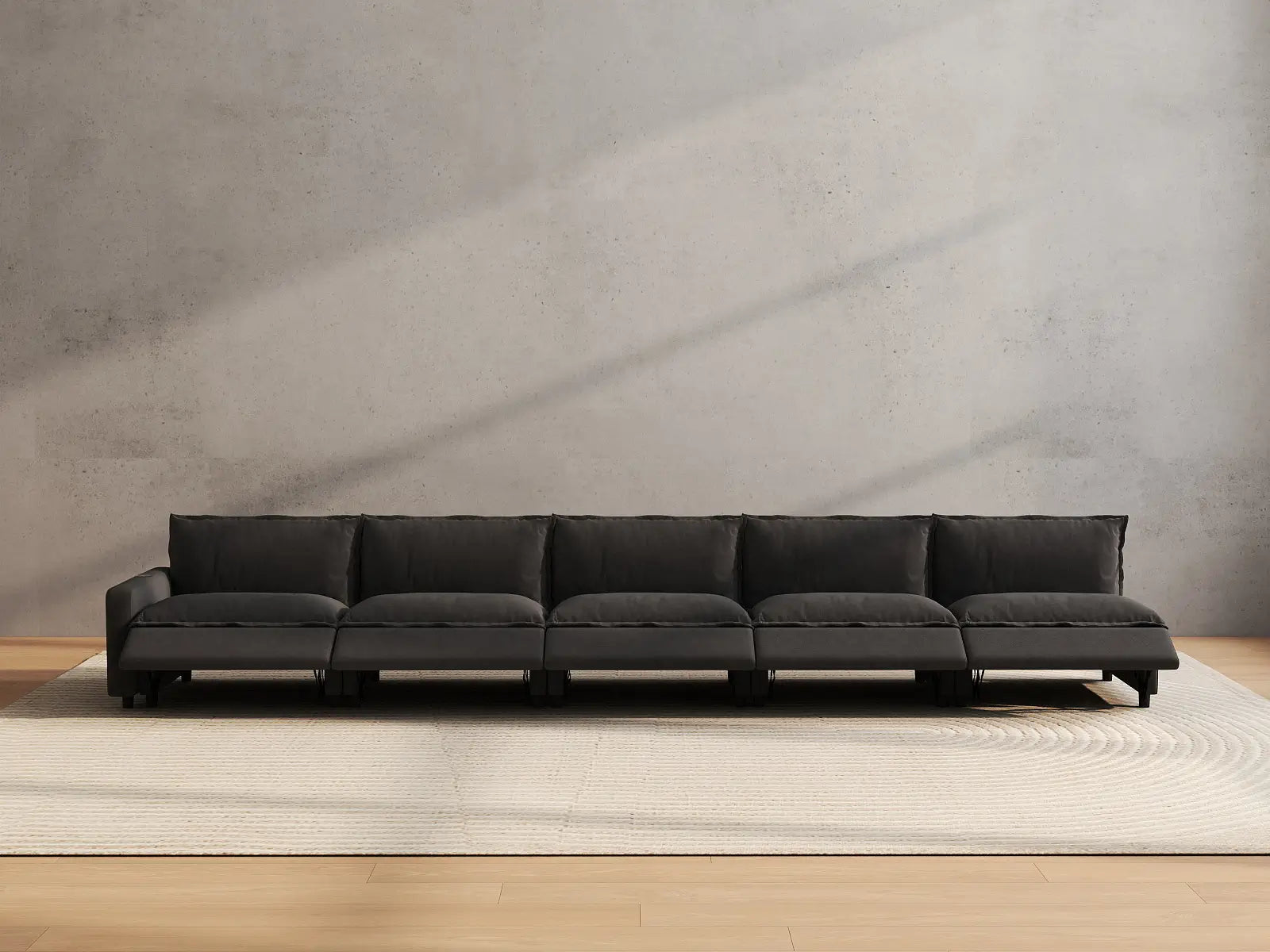 5 Piece Grey Linen Kid Friendly Chic Couch Sectionals 5 Seater 5