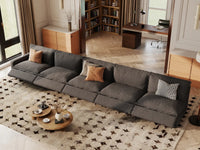 5 Piece Grey Linen Kid Friendly Chic Couch Sectionals 5 Seater 7
