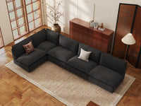 Modular Cero Modular Sectionals | 5-Piece Grey Linen Large Space L-Shaped Sectionals 5-Seater