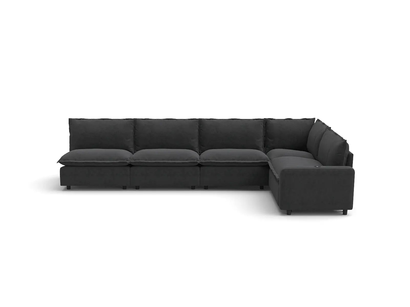 Modular Cero Reclining L Shaped Sectional | 5-Piece Grey Linen Large Space L-Shaped Sectionals 5-Seater
