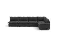 Modular Cero Reclining Sectionals | 5-Piece Grey Linen Large Space L-Shaped Sectionals 5-Seater