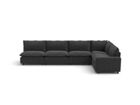 Modular Cero Reclining Sectionals | 5-Piece Grey Linen Large Space L-Shaped Sectionals 5-Seater