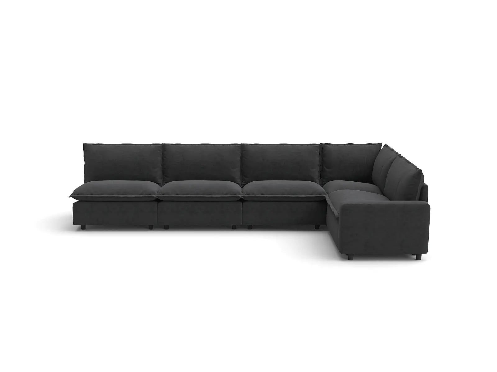 Modular Cero Modular Sectional Sofa | 5-Piece Grey Linen Large Space L-Shaped Sectionals 5-Seater