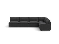 Modular Cero Modular Sectionals | 5-Piece Grey Linen Large Space L-Shaped Sectionals 5-Seater