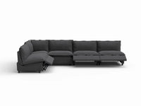 5 Piece Grey Linen Large Space L Shaped Sectionals 5 Seater 3