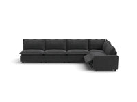 Modular Cero Reclining Sectionals | 5-Piece Grey Linen Large Space L-Shaped Sectionals 5-Seater