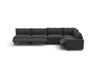 Modular Cero Reclining Sectionals | 5-Piece Grey Linen Large Space L-Shaped Sectionals 5-Seater