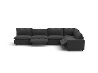 Modular Cero Reclining Sectionals | 5-Piece Grey Linen Large Space L-Shaped Sectionals 5-Seater
