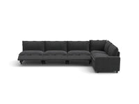 Modular Cero Reclining Sectionals | 5-Piece Grey Linen Large Space L-Shaped Sectionals 5-Seater