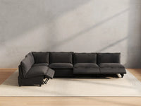 5 Piece Grey Linen Large Space L Shaped Sectionals 5 Seater 5