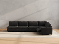 Modular Cero Reclining Sectionals | 5-Piece Grey Linen Large Space L-Shaped Sectionals 5-Seater