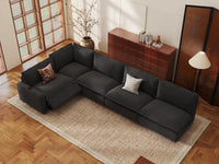 Modular Cero Reclining Sectionals | 5-Piece Grey Linen Large Space L-Shaped Sectionals 5-Seater