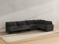 Modular Cero Reclining Sectionals | 5-Piece Grey Linen Large Space L-Shaped Sectionals 5-Seater
