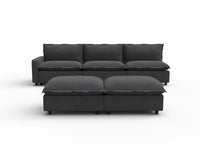 5 Piece Grey Linen Large Space Sofa Sets 3 Seater with 2 Ottomans 2