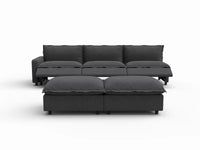 5 Piece Grey Linen Large Space Sofa Sets 3 Seater with 2 Ottomans 3