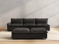 5 Piece Grey Linen Large Space Sofa Sets 3 Seater with 2 Ottomans 4