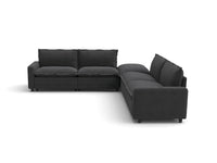 Modular Cero Reclining Sectionals | 5-Piece Grey Linen Large Space V-Shaped Sectionals 4-Seater with 1-Ottoman