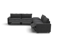 Modular Cero Reclining Sectionals | 5-Piece Grey Linen Large Space V-Shaped Sectionals 4-Seater with 1-Ottoman