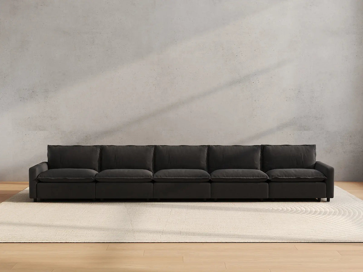5 Piece Grey Linen Main Living Area Couch Sectionals 5 Seater 4