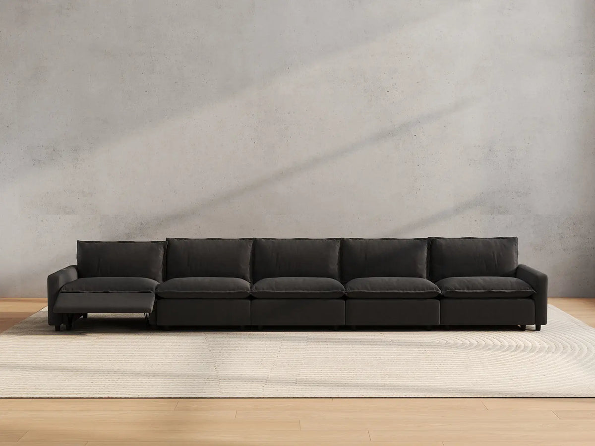 5 Piece Grey Linen Main Living Area Couch Sectionals 5 Seater 5