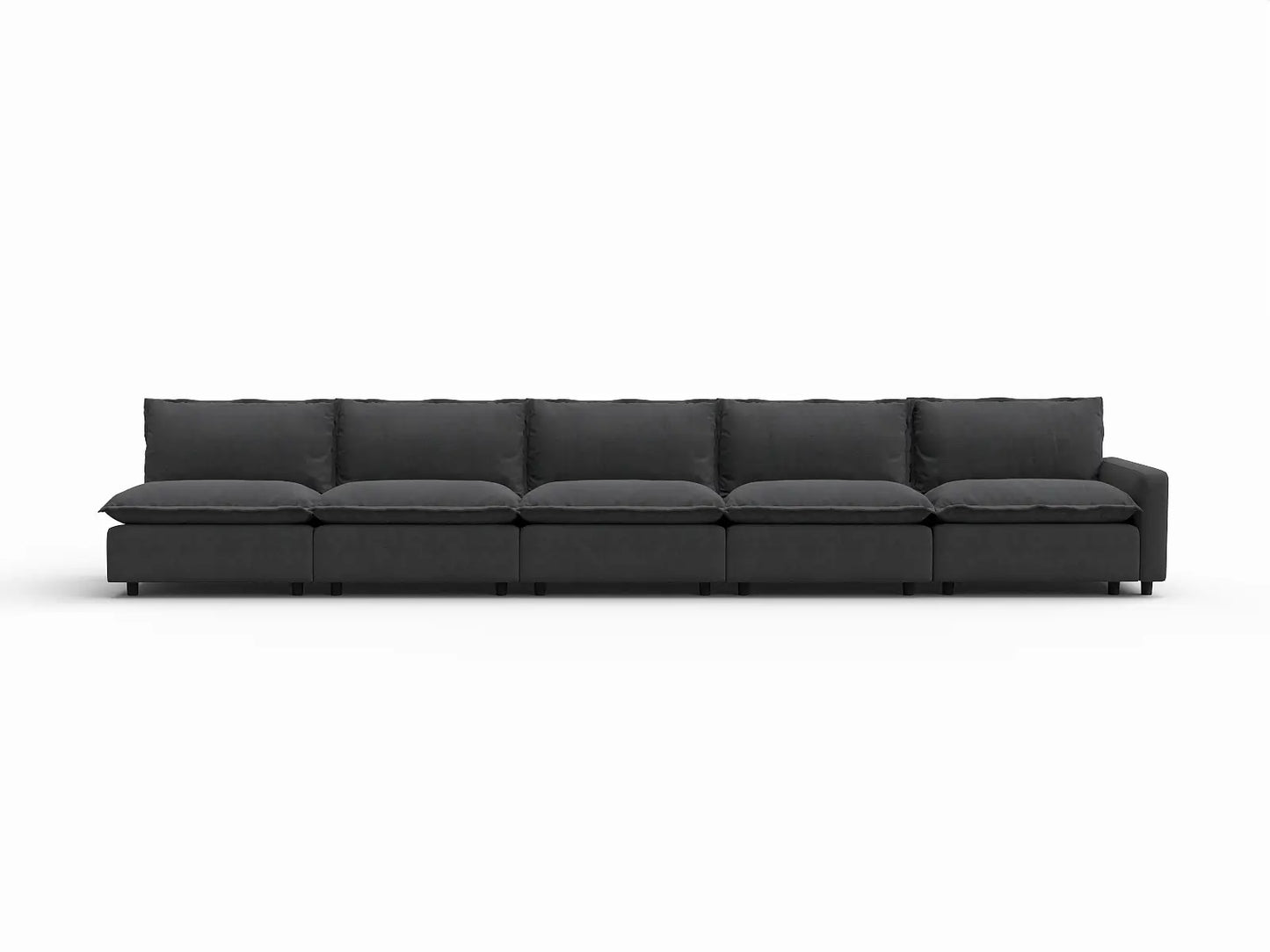 5 Piece Grey Linen Single Family Couch Sectionals 5 Seater 2